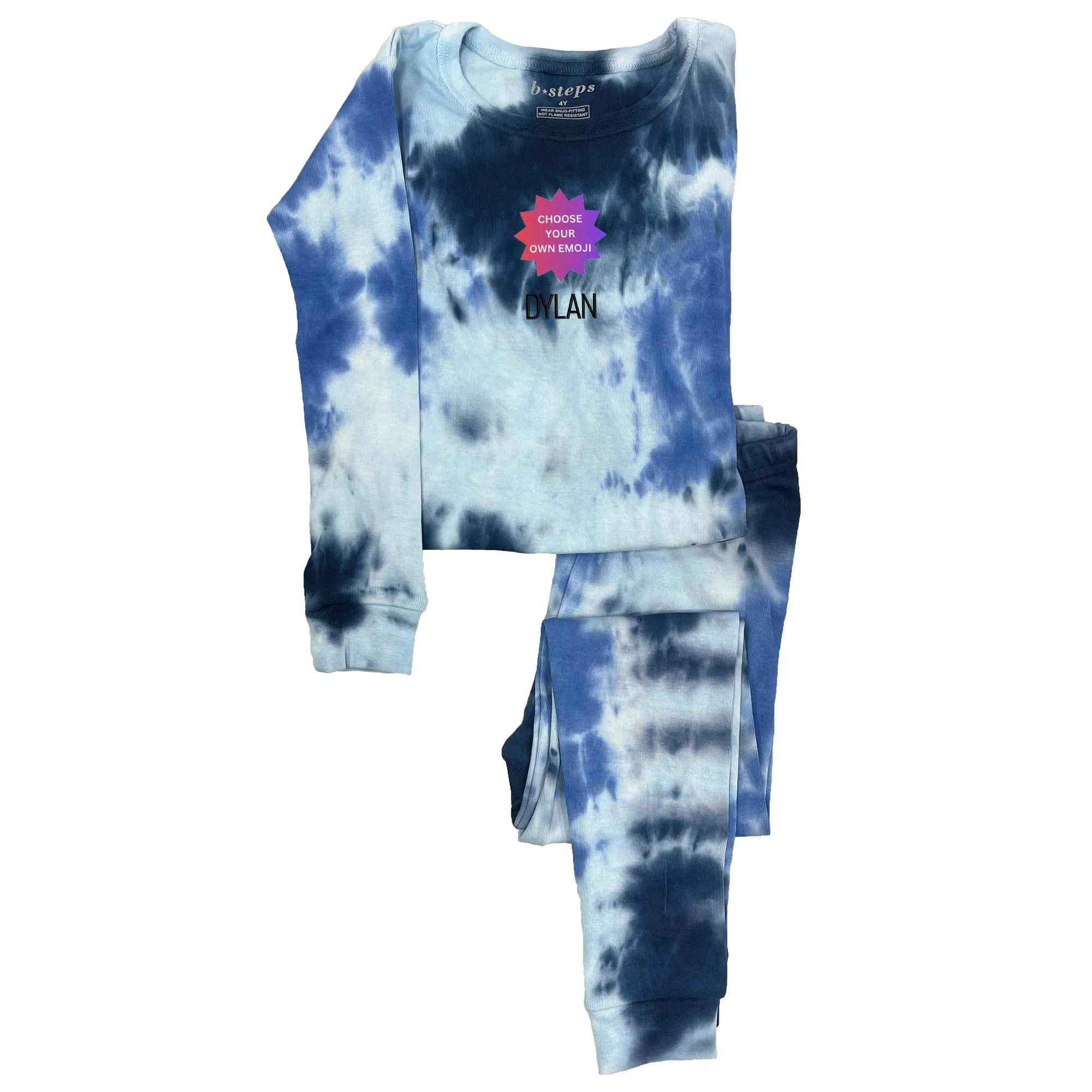 Personalized Tie Dye Choose Your Own Emoji Cotton Pajama Set