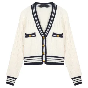 Pre Order:  Striped Edges Short Knit Sweater