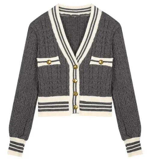 Pre Order:  Striped Edges Short Knit Sweater