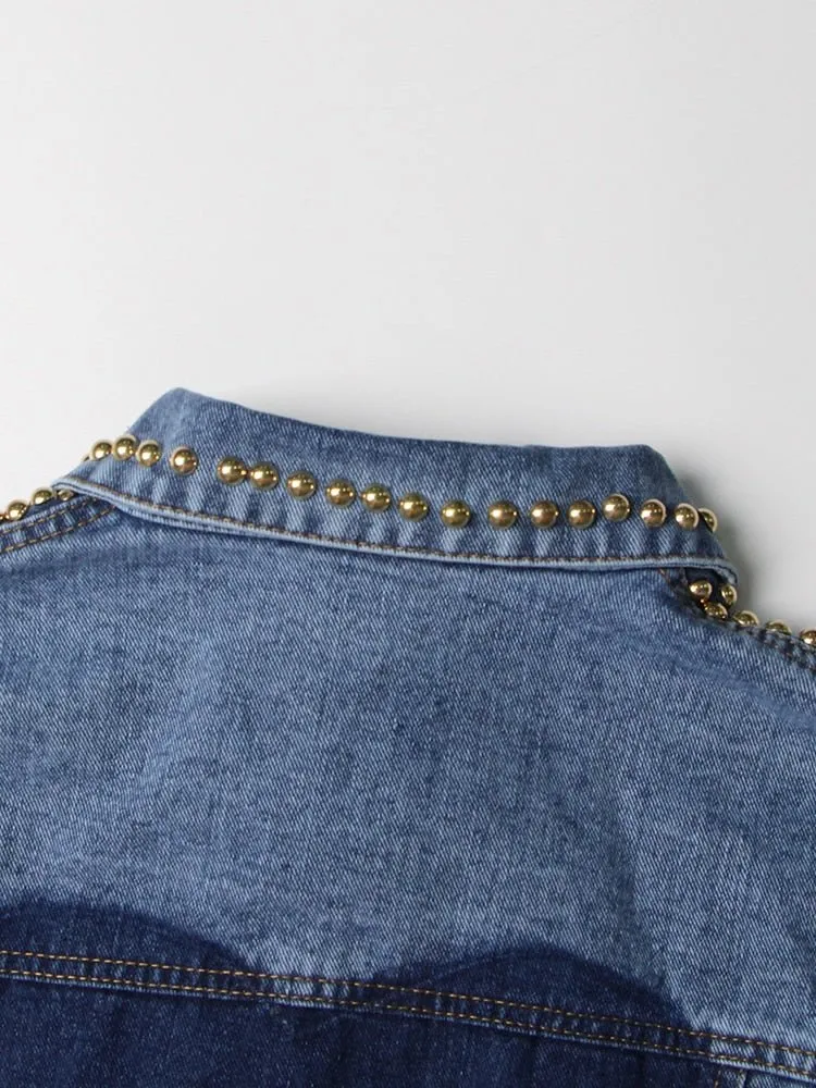 Pre Order:  Studded Hollow Out Patchwork Jacket