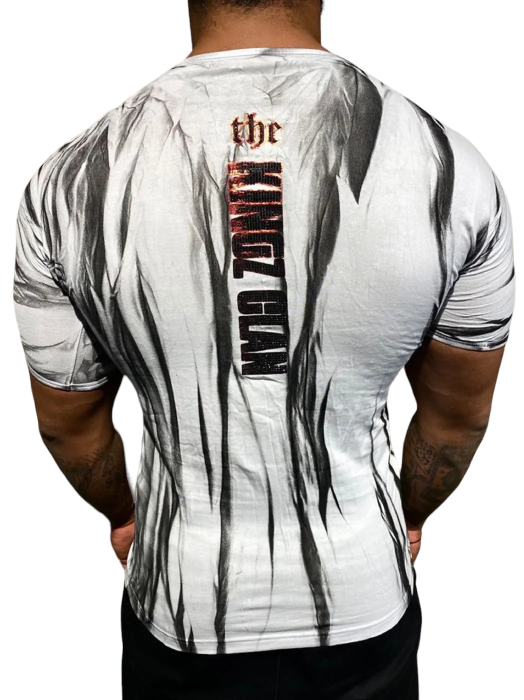 Rhinestone Men’s T-shirtWHITE #4010