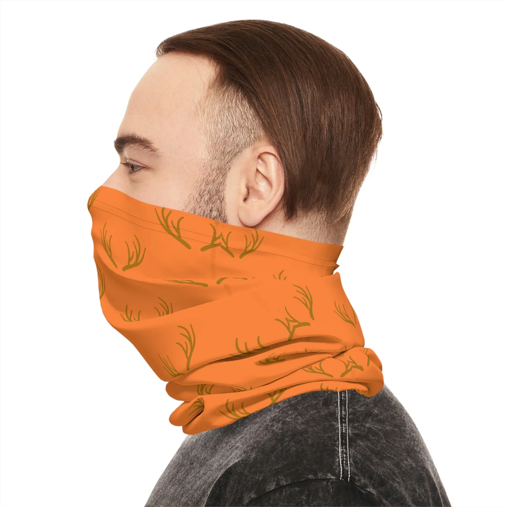Summer / Fall Weather  - Antler Pattern - Fishing / Boating / Hunting Lightweight Neck Gaiter - Orange