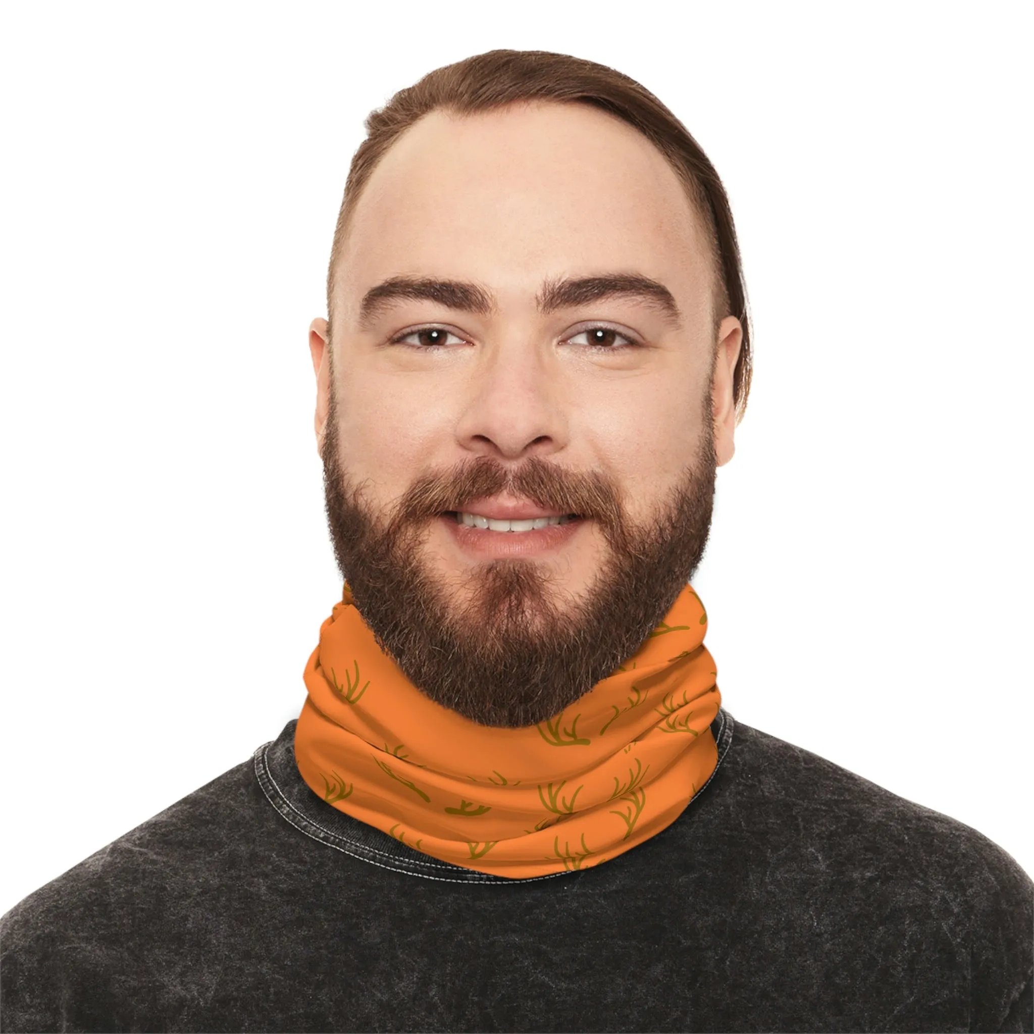 Summer / Fall Weather  - Antler Pattern - Fishing / Boating / Hunting Lightweight Neck Gaiter - Orange