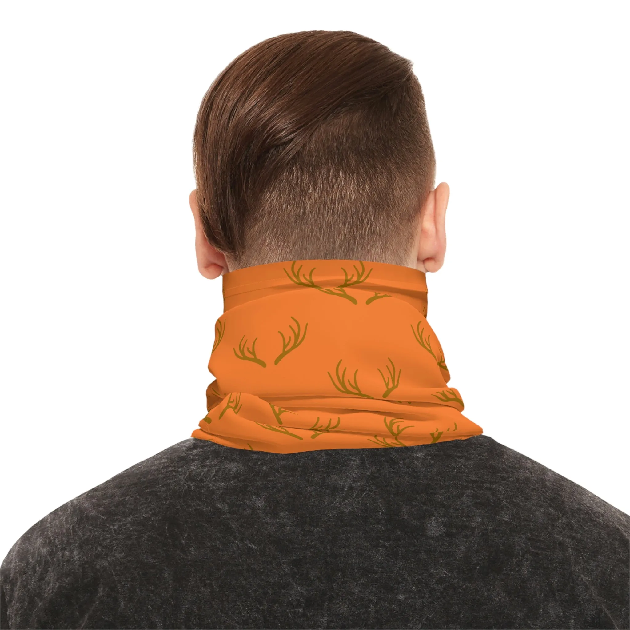 Summer / Fall Weather  - Antler Pattern - Fishing / Boating / Hunting Lightweight Neck Gaiter - Orange