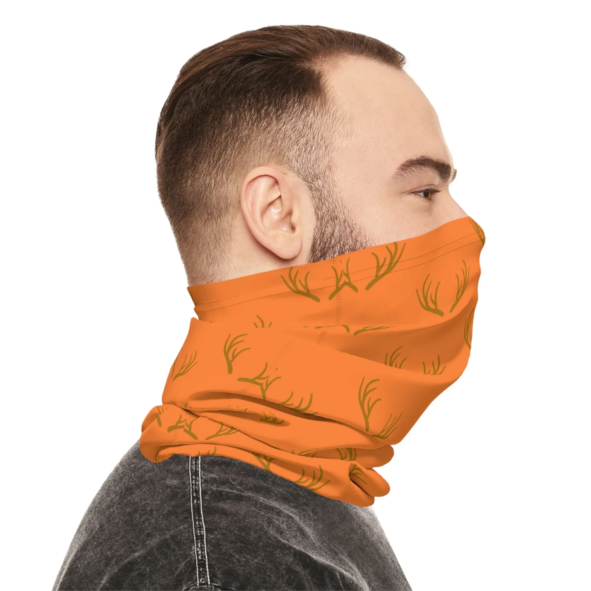Summer / Fall Weather  - Antler Pattern - Fishing / Boating / Hunting Lightweight Neck Gaiter - Orange