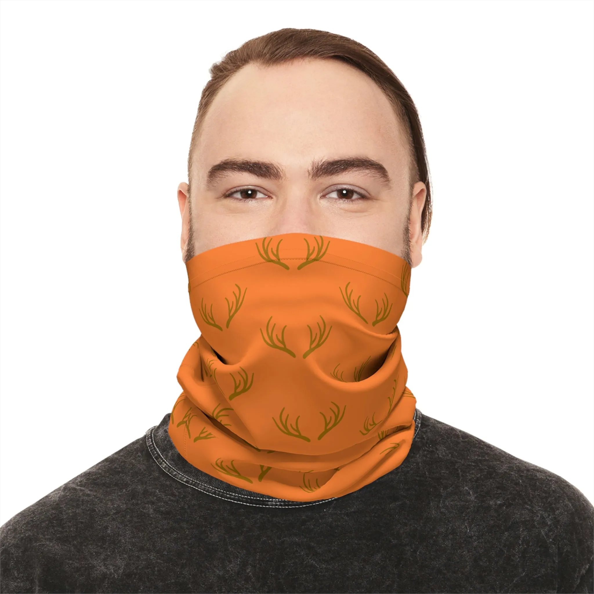 Summer / Fall Weather  - Antler Pattern - Fishing / Boating / Hunting Lightweight Neck Gaiter - Orange