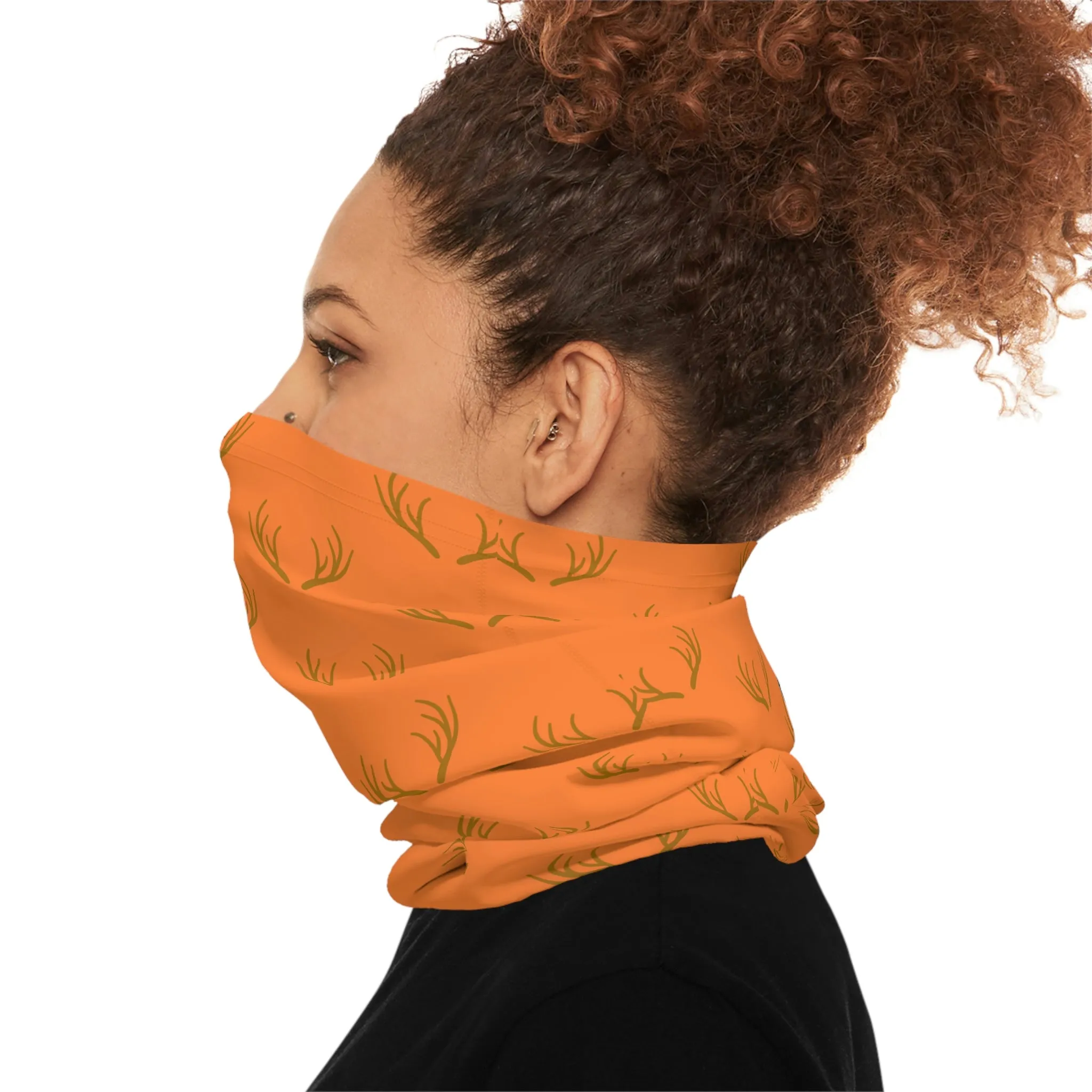 Summer / Fall Weather  - Antler Pattern - Fishing / Boating / Hunting Lightweight Neck Gaiter - Orange