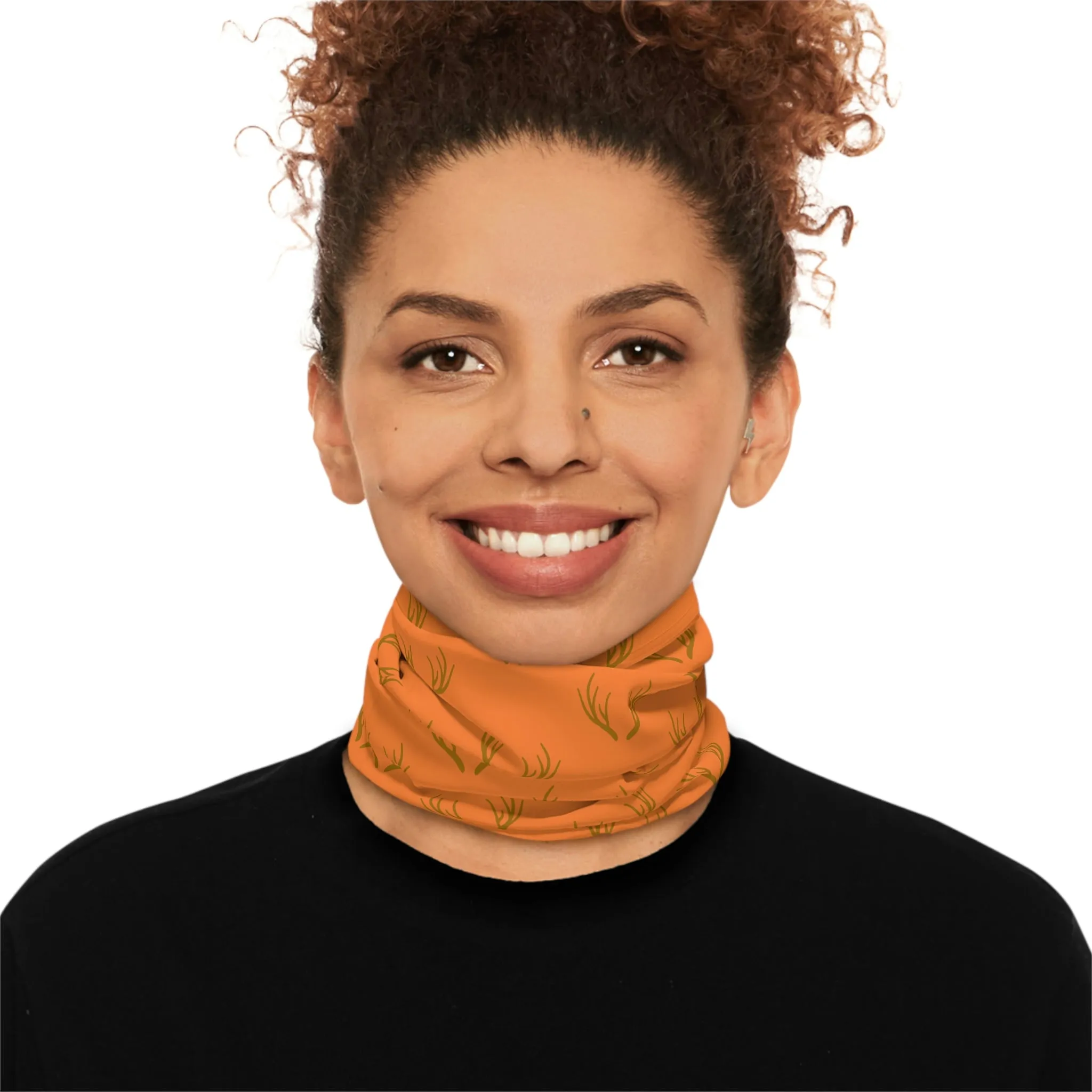Summer / Fall Weather  - Antler Pattern - Fishing / Boating / Hunting Lightweight Neck Gaiter - Orange
