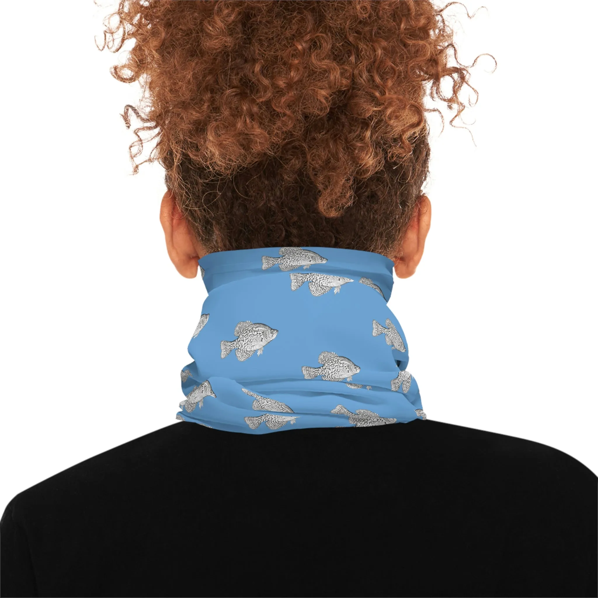 Summer Weather  - Crappie - Pattern - Fishing / Boating Lightweight Neck Gaiter - Light Blue