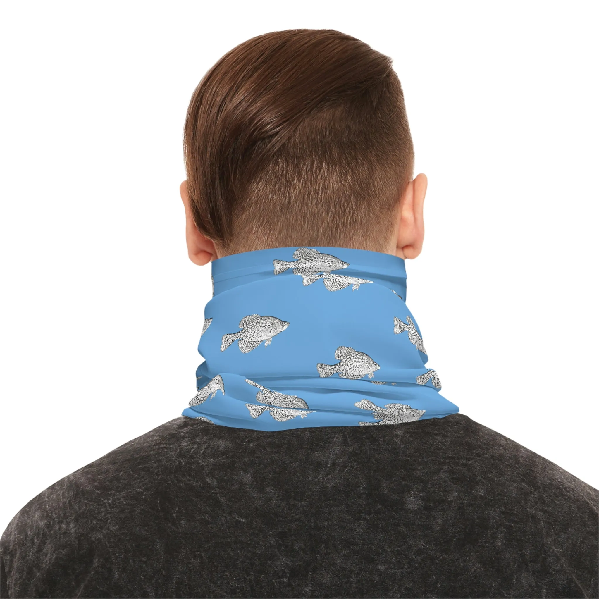 Summer Weather  - Crappie - Pattern - Fishing / Boating Lightweight Neck Gaiter - Light Blue