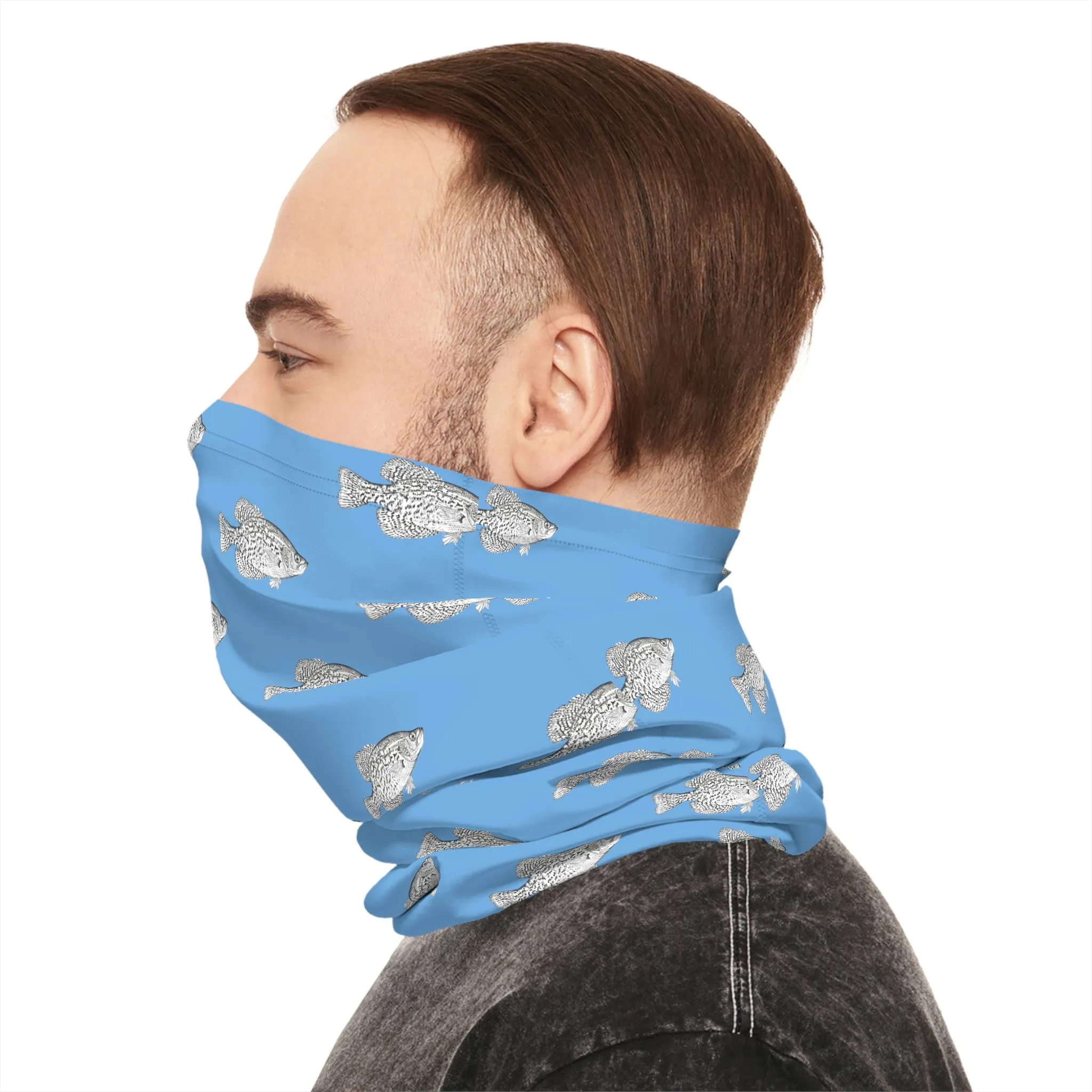 Summer Weather  - Crappie - Pattern - Fishing / Boating Lightweight Neck Gaiter - Light Blue