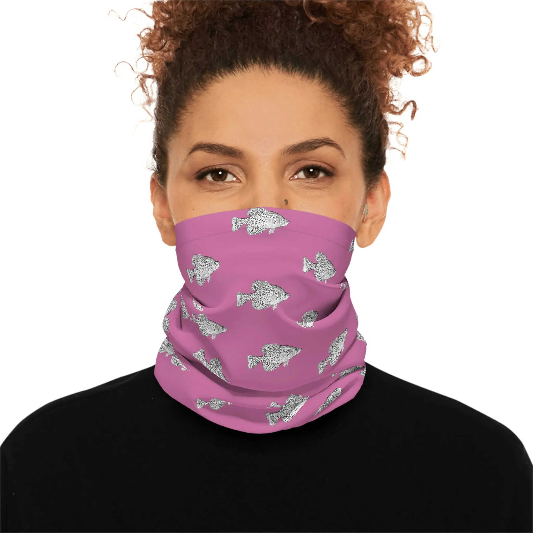 Summer Weather  - Crappie - Pattern - Fishing / Boating Lightweight Neck Gaiter - Pink