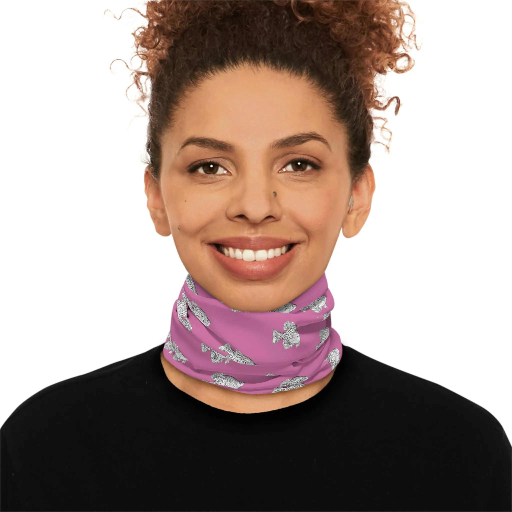 Summer Weather  - Crappie - Pattern - Fishing / Boating Lightweight Neck Gaiter - Pink