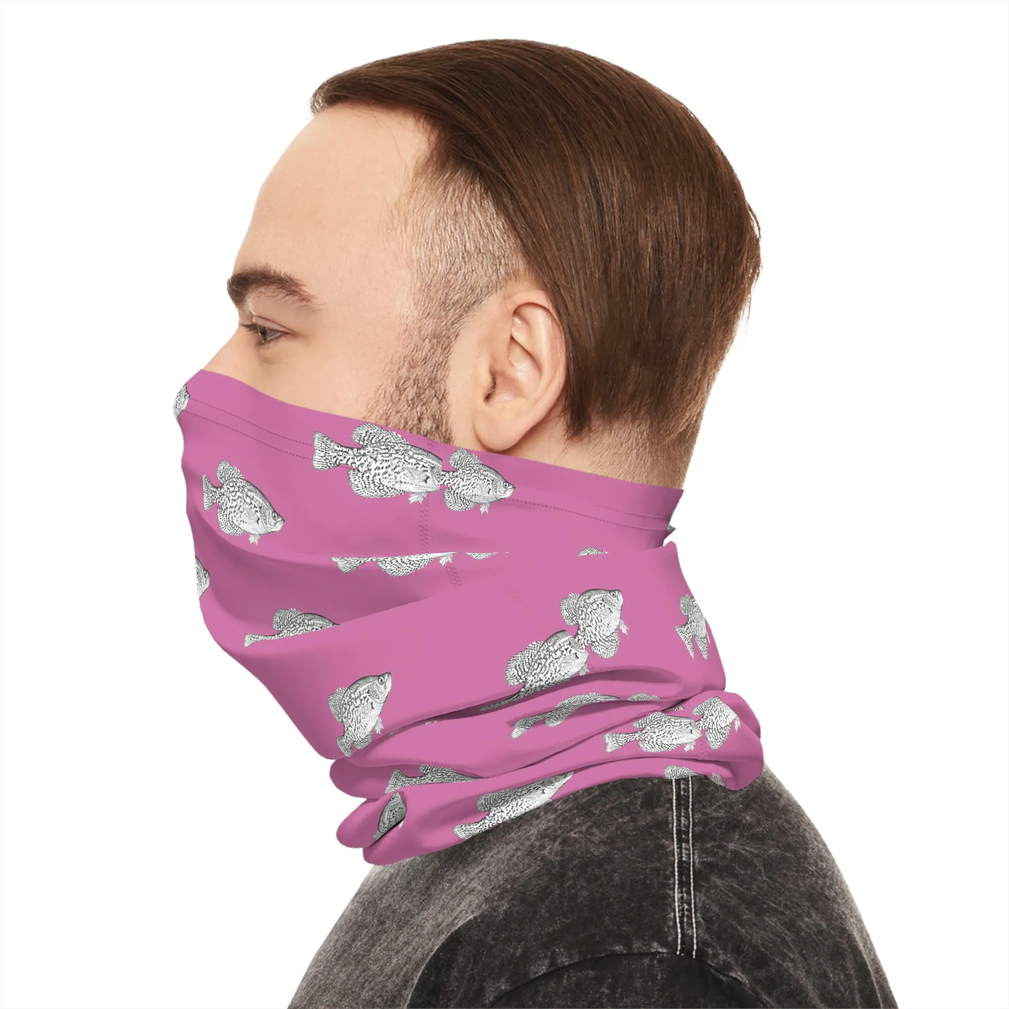Summer Weather  - Crappie - Pattern - Fishing / Boating Lightweight Neck Gaiter - Pink