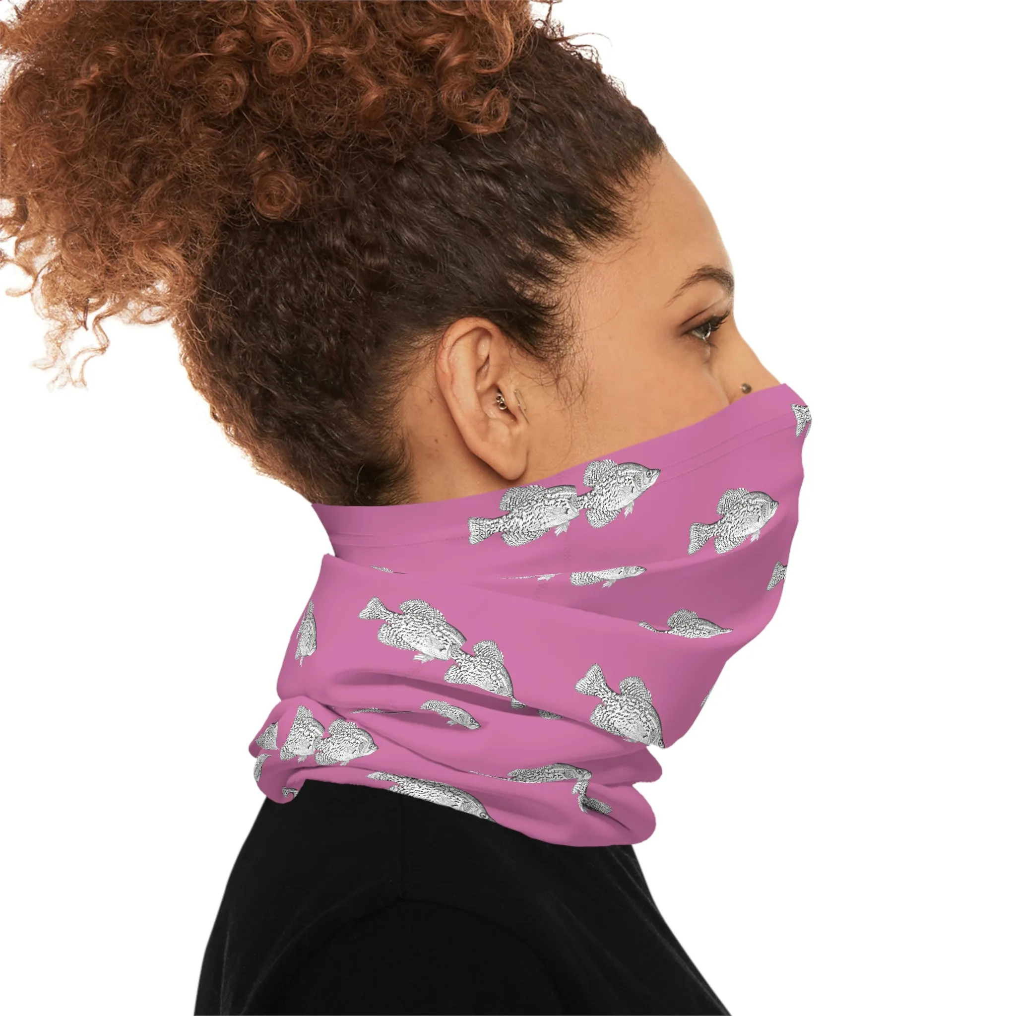 Summer Weather  - Crappie - Pattern - Fishing / Boating Lightweight Neck Gaiter - Pink