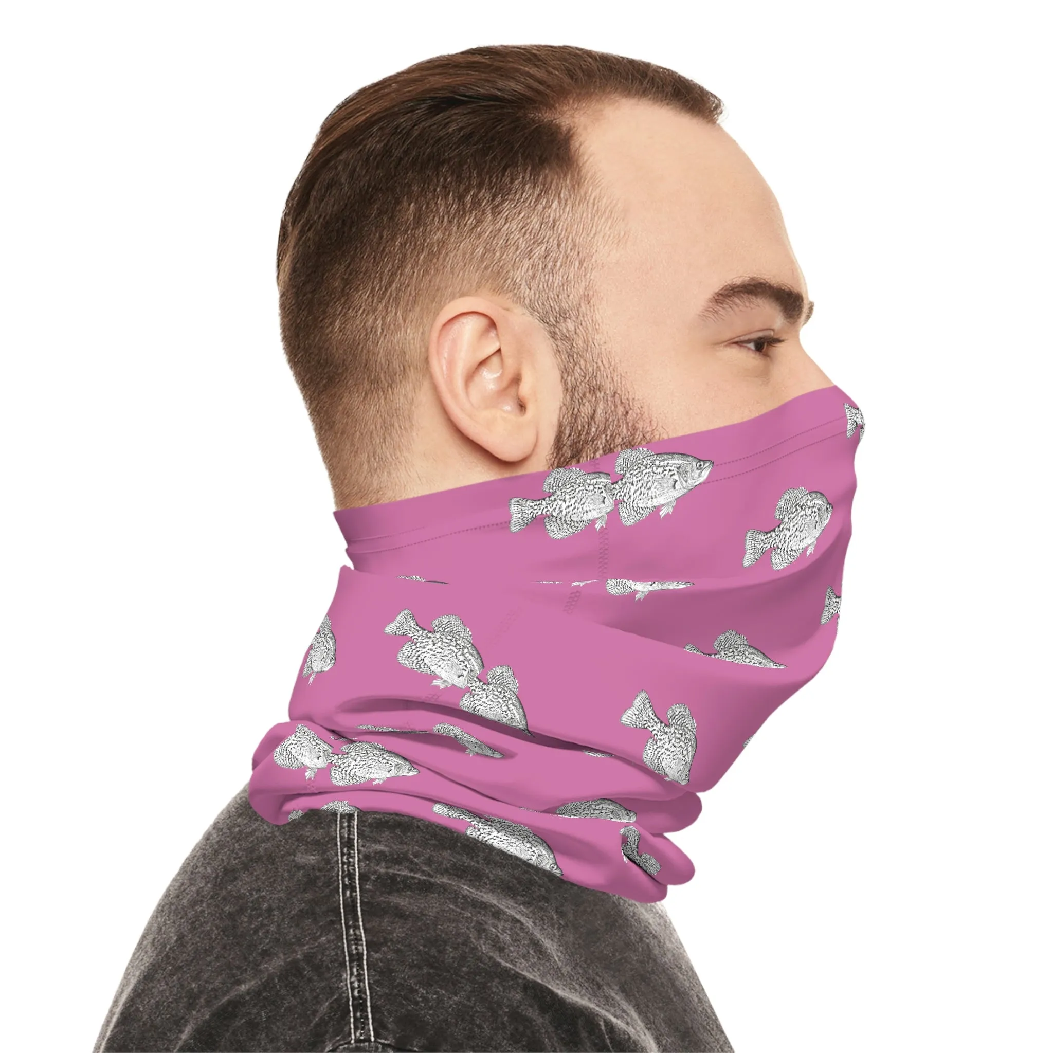 Summer Weather  - Crappie - Pattern - Fishing / Boating Lightweight Neck Gaiter - Pink