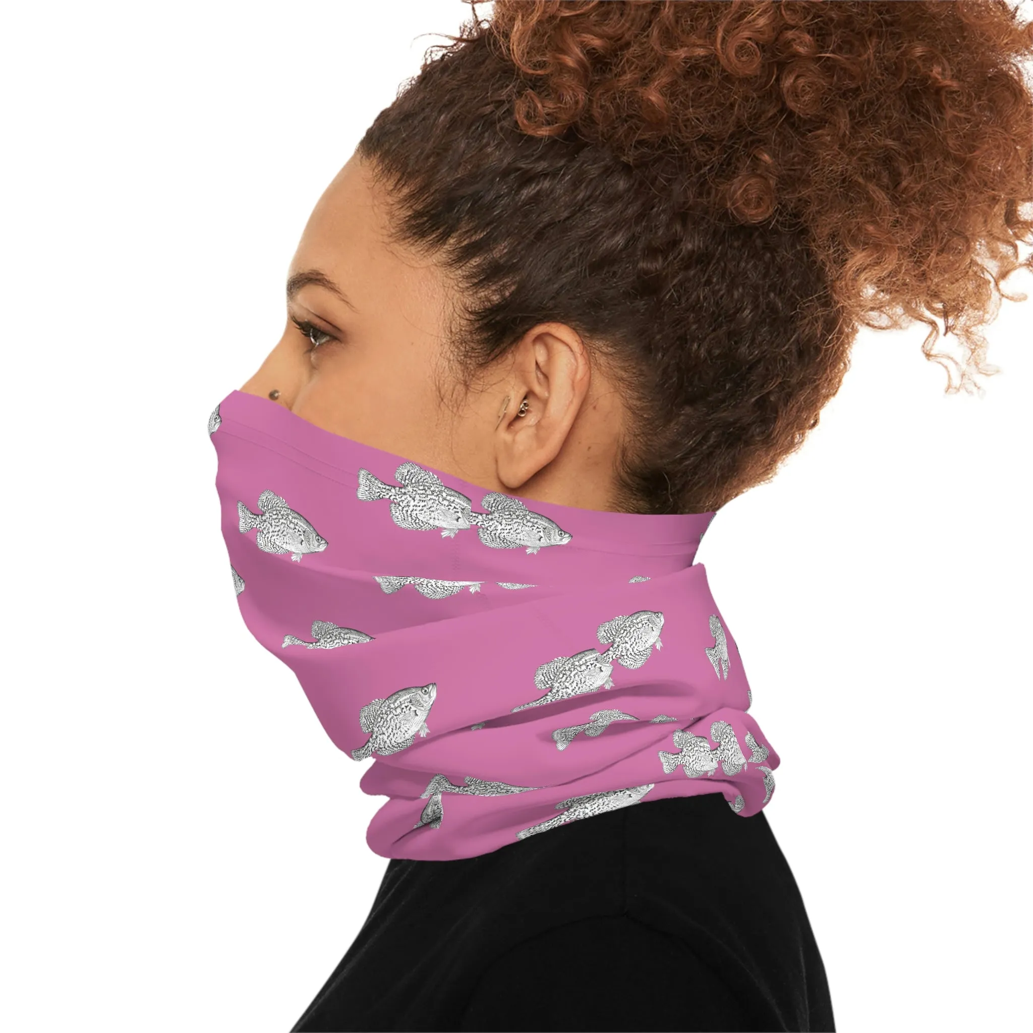 Summer Weather  - Crappie - Pattern - Fishing / Boating Lightweight Neck Gaiter - Pink
