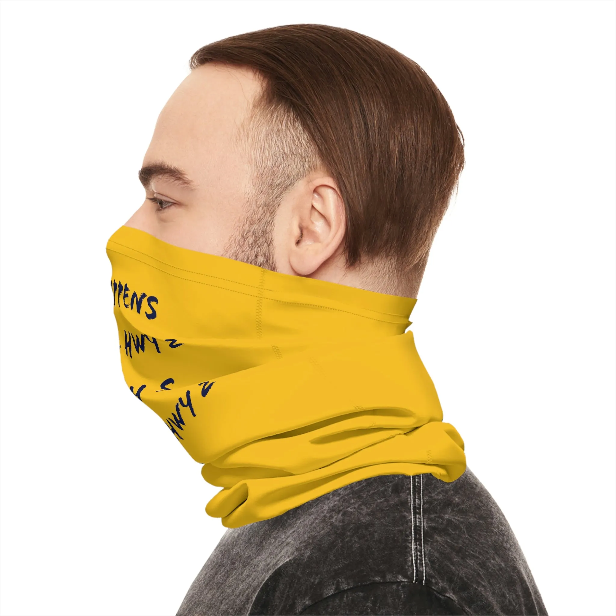 Summer Weather  - North of Hwy 2- Fishing / Boating Lightweight Neck Gaiter - Yellow
