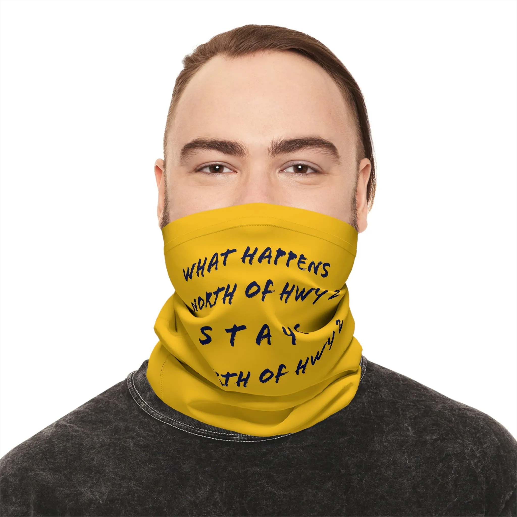 Summer Weather  - North of Hwy 2- Fishing / Boating Lightweight Neck Gaiter - Yellow