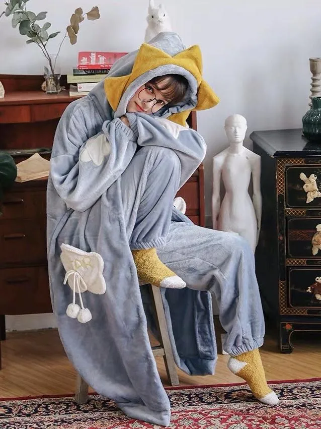 Twinkle Star Cozy Winter Fleece Nightgown Set