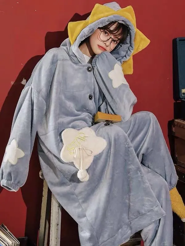 Twinkle Star Cozy Winter Fleece Nightgown Set