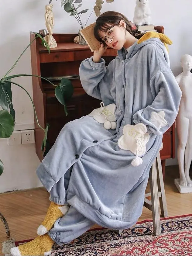 Twinkle Star Cozy Winter Fleece Nightgown Set