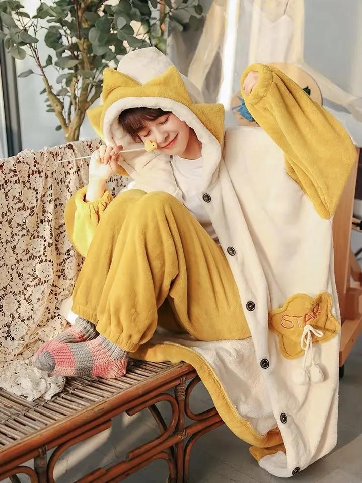 Twinkle Star Cozy Winter Fleece Nightgown Set