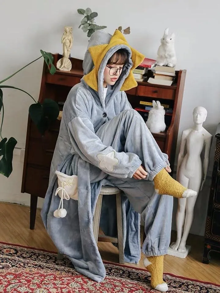 Twinkle Star Cozy Winter Fleece Nightgown Set