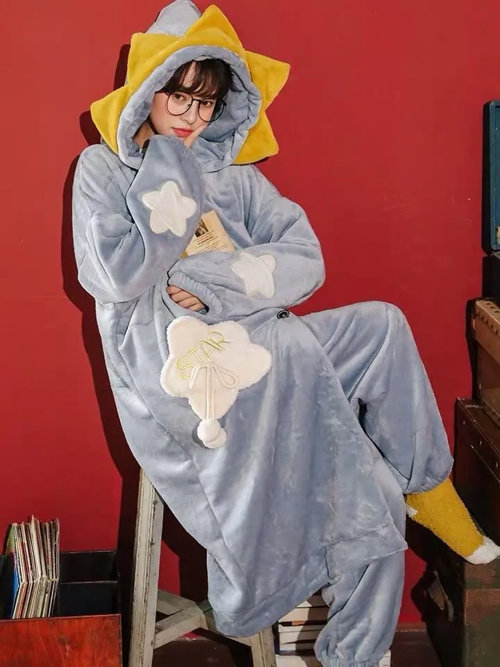 Twinkle Star Cozy Winter Fleece Nightgown Set