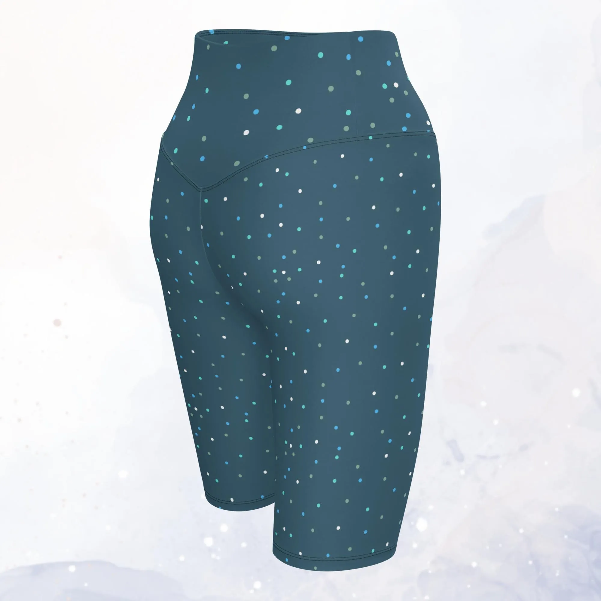 Wintery Blue Long Yoga Bike Shorts