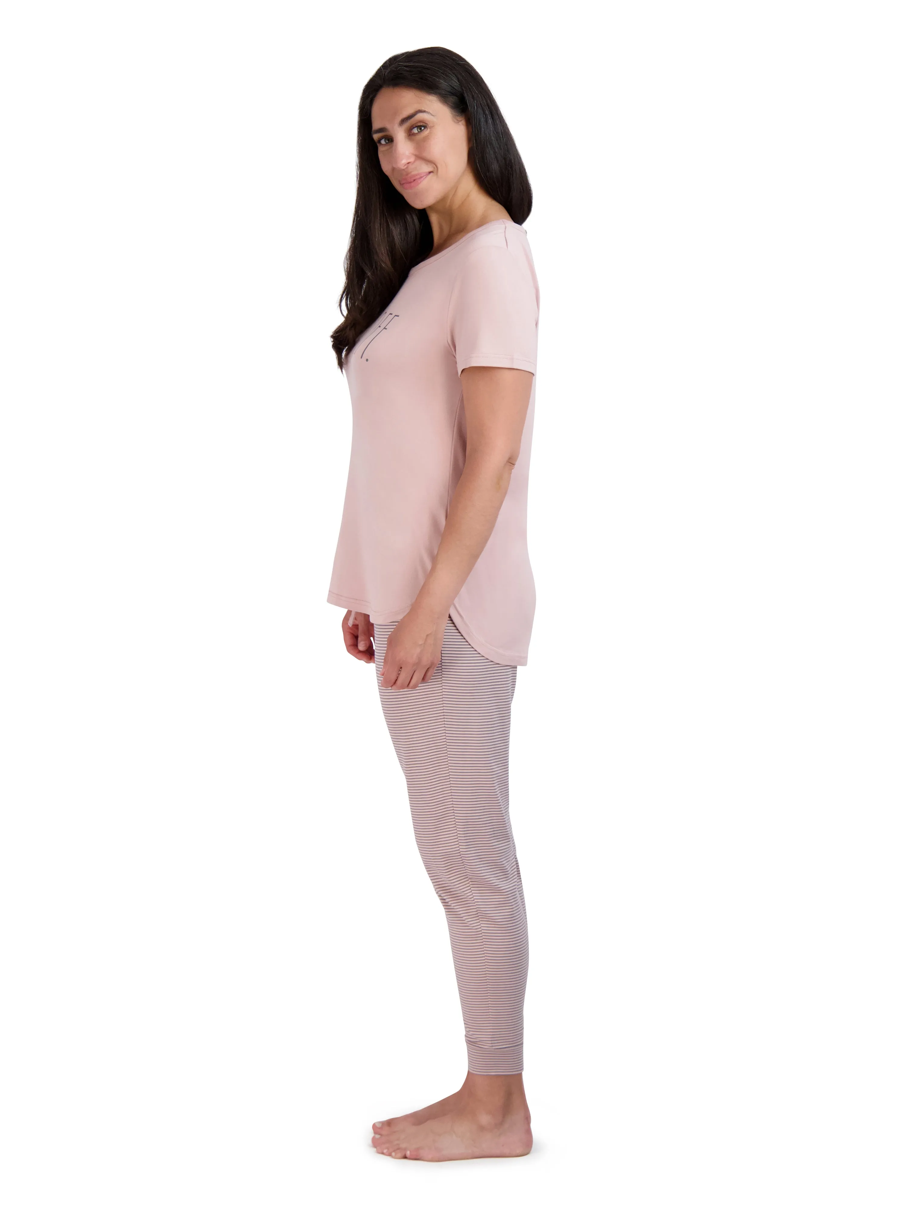 Women's "DAY OFF" Short Sleeve Top and Drawstring Jogger Pajama Set