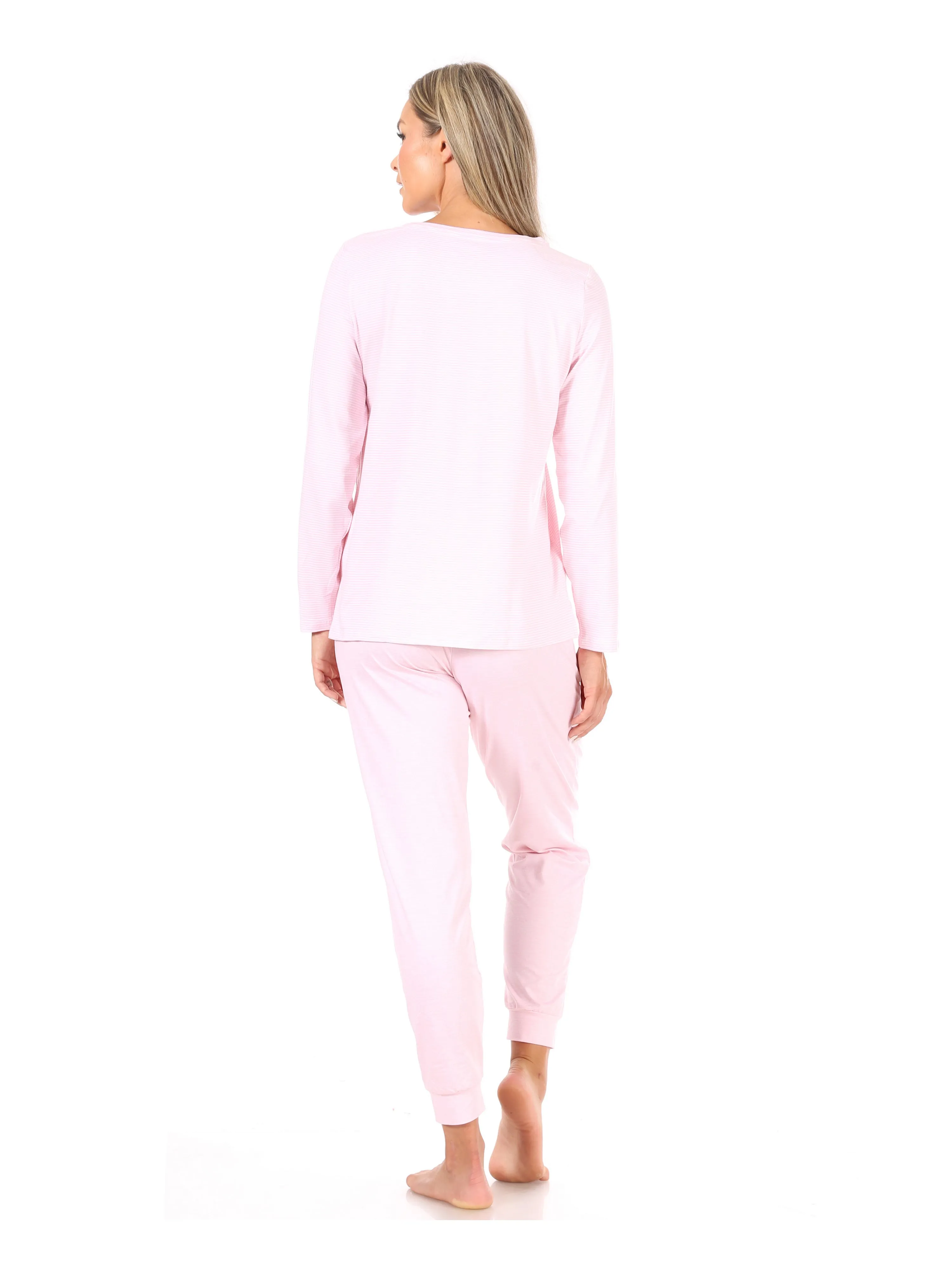 Women's "THINK HAPPY" Long Sleeve Top and Jogger Pajama Set