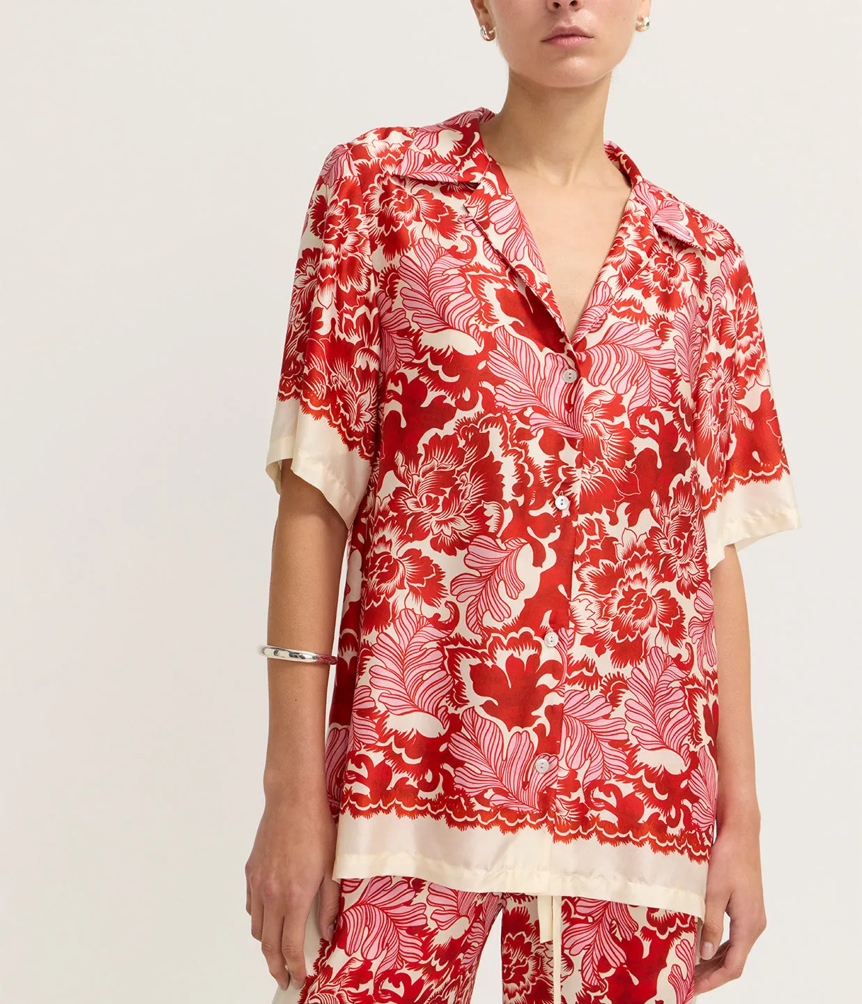 Zinnia Shirt in Scarlet Garden