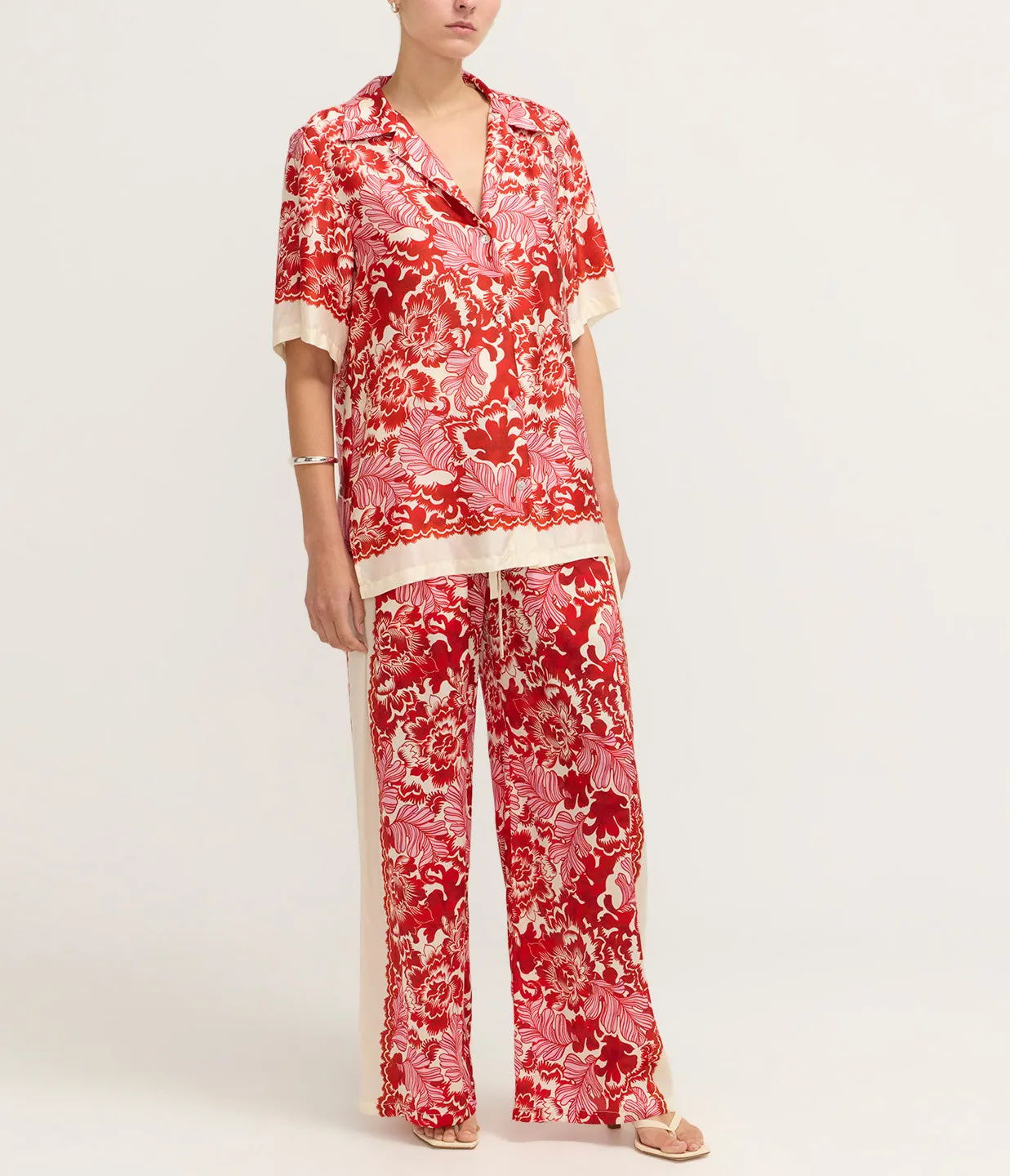 Zinnia Shirt in Scarlet Garden